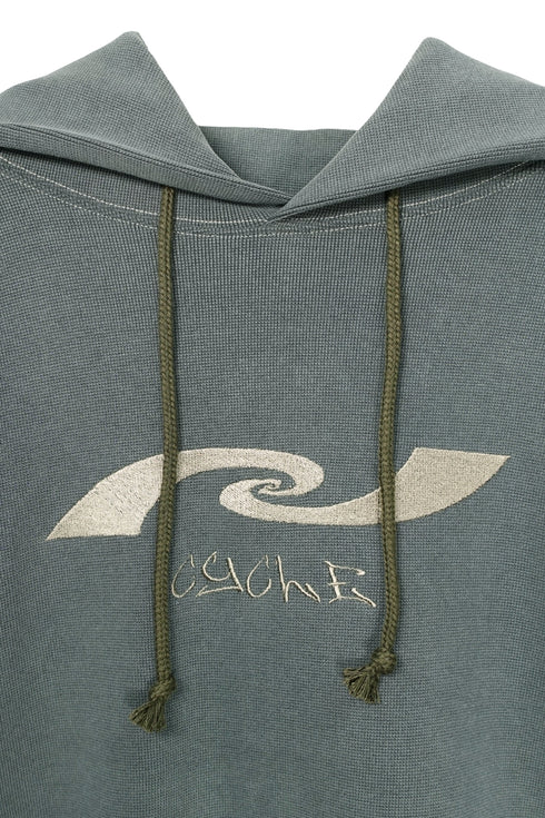 WASHED EMBROIDERY LOGO HOODIE -DARK GREEN- *Last1